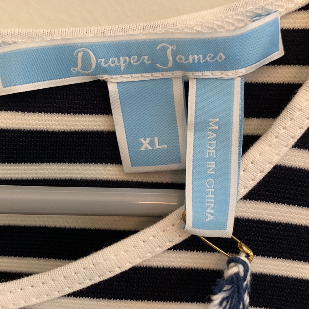 Draper James Blue and White Striped Sleeveless Dress - Picture 2 of 5